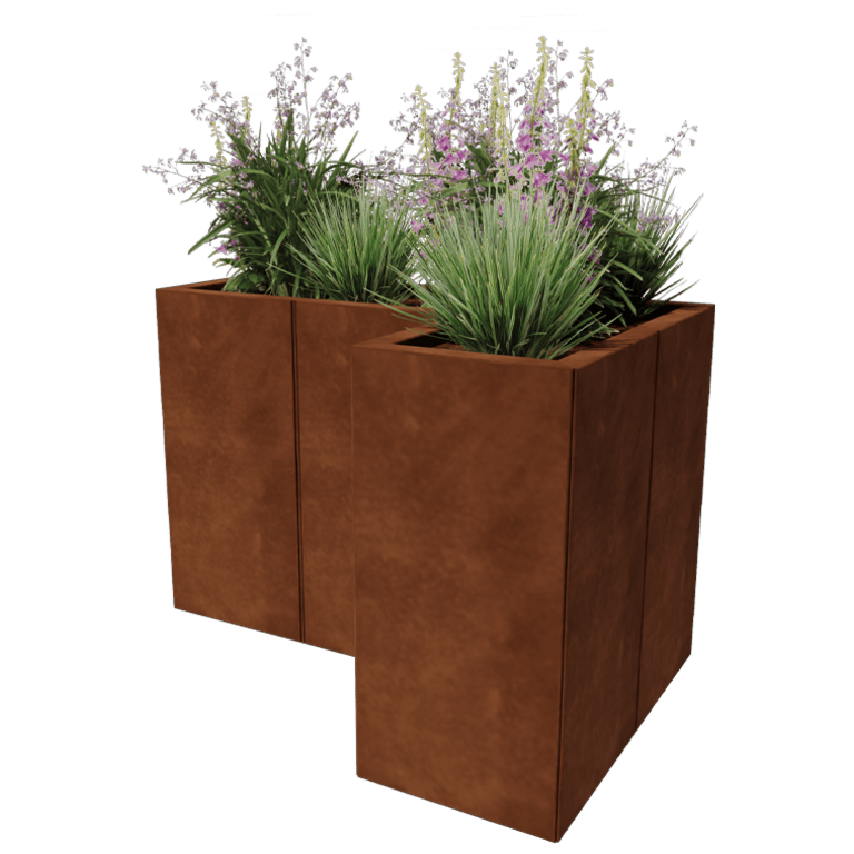 Corten čelik tegla za cvijeće - L-oblik - 90 x 60 cm