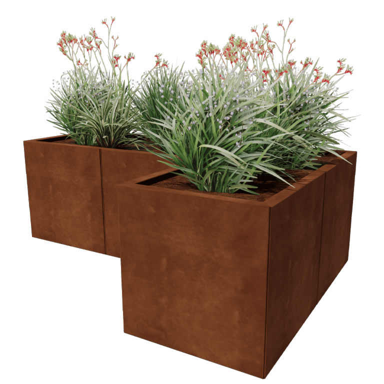 Corten čelik tegla za cvijeće - L-oblik - 150 x 100 cm