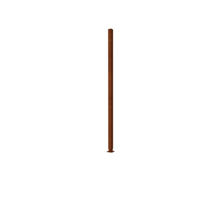 Ograda od corten čelika H - Međustup s podnom pločom - 190 x 6 x 6 cm