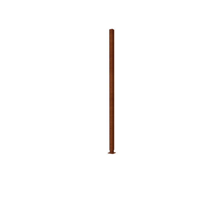 Ograda od corten čelika H - Kutni stup s podnom pločom - 190 x 6 x 6 cm