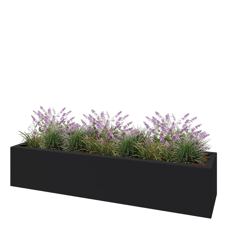Stakloplastična tegla za cvijeće - Pravougaonik - 200 x 50 x 40 cm - RAL7016 mat (antracit siva) - S dnom