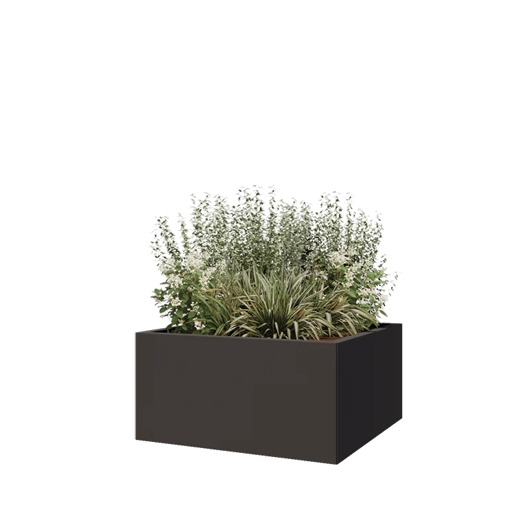 Čelična tegla za cvijeće - Kvadrat - 80 x 80 x 40 cm - RAL7016 mat (antracit siva) - Bez donje ploče