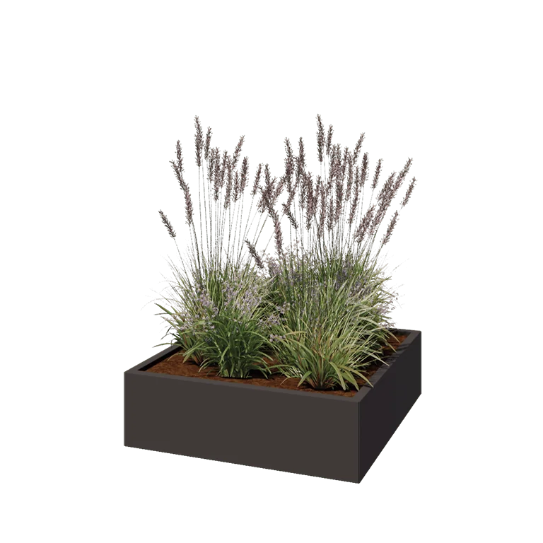 Čelična tegla za cvijeće - Kvadrat - 100 x 100 x 30 cm - RAL7016 mat (antracit siva) - Bez donje ploče