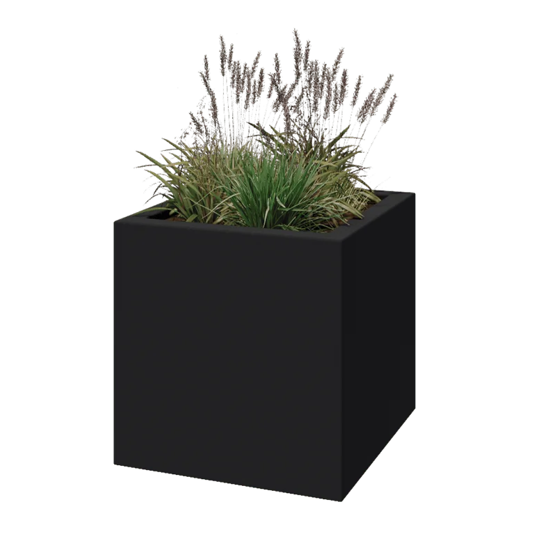 Stakloplastična tegla za cvijeće - Kvadrat - 70 x 70 x 70 cm - RAL7016 mat (antracit siva) - S dnom