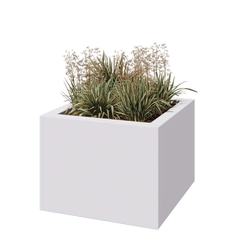 Stakloplastična tegla za cvijeće - Kvadrat - 80 x 80 x 60 cm - RAL9010 mat (bijela) - S dnom