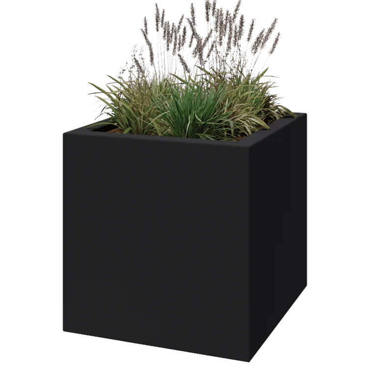 Stakloplastična tegla za cvijeće - Kvadrat - 80 x 80 x 80 cm - RAL7016 mat (antracit siva) - S dnom